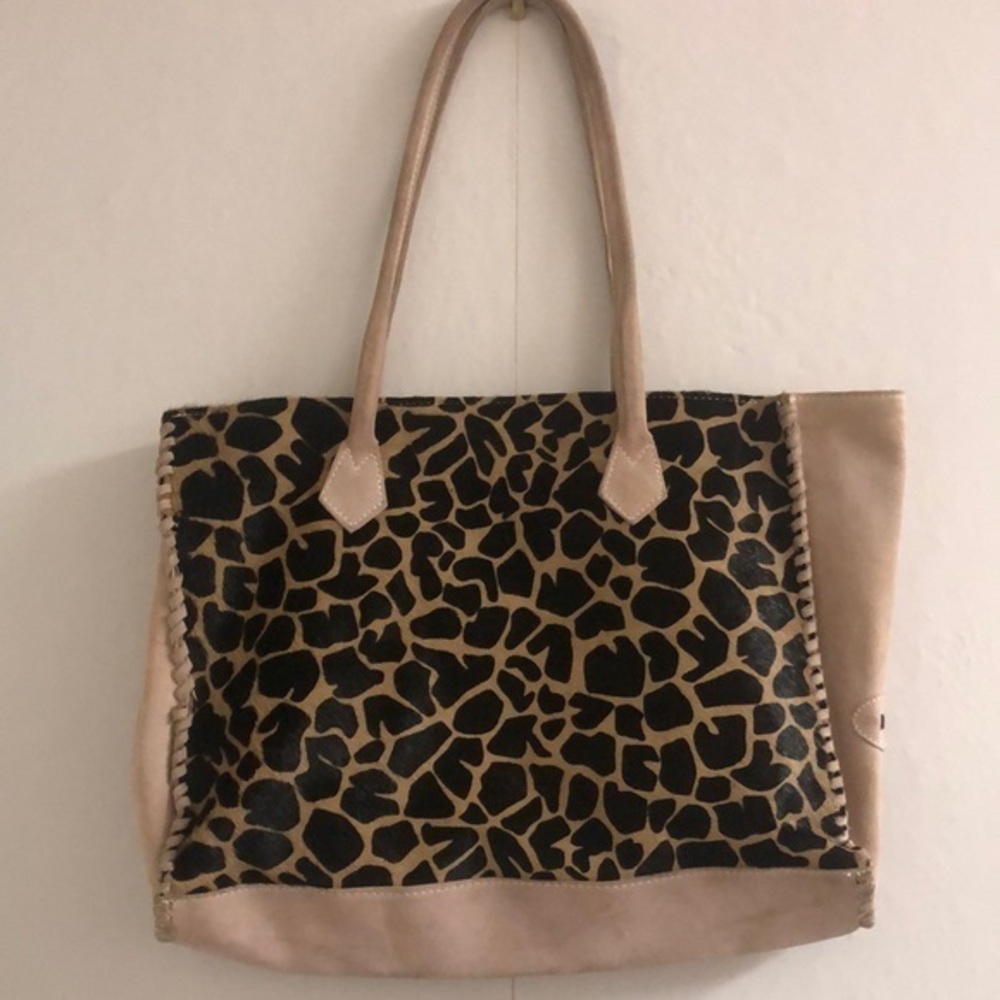 Ceconi Piero calf hair giraffe print large bag